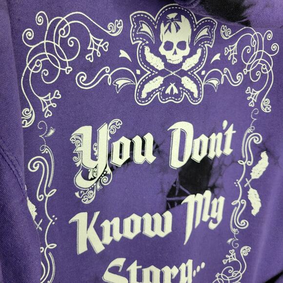 Beautiful Disaster Purple Tie Dye Know My Story Pullover Hoodie Size Curvy 2XL - Picture 8 of 10